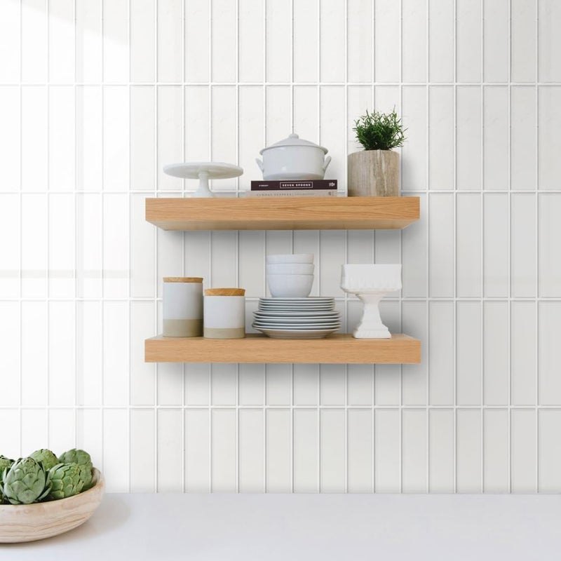 Decopus Peel and Stick Subway Tile Backsplash (Luxury Stone Composite - Ceramic White 2.5" x10"Brick x 42 pcs) for Kitchen, Bathroom, Accent Wall - Tile for Remodelling - Image 4